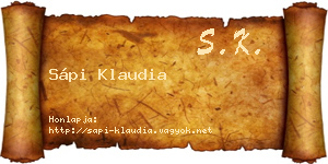 Sápi Klaudia névjegykártya
