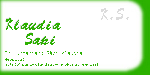 klaudia sapi business card